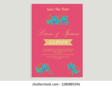 wedding invitation card flower frame plastic pink