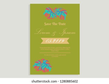 wedding invitation card flower frame plastic pink