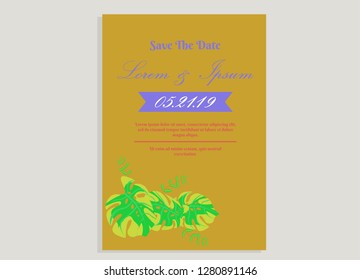 wedding invitation card flower frame ufo green