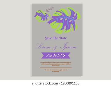 wedding invitation card flower frame ufo green