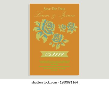 wedding invitation card flower frame ufo green