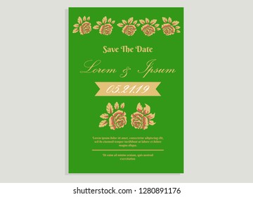 wedding invitation card flower frame ufo green