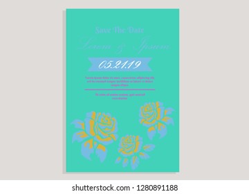 wedding invitation card flower frame ufo green