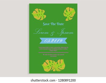 wedding invitation card flower frame ufo green