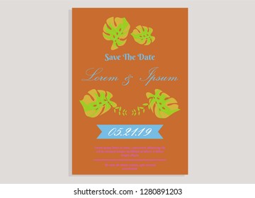 wedding invitation card flower frame ufo green