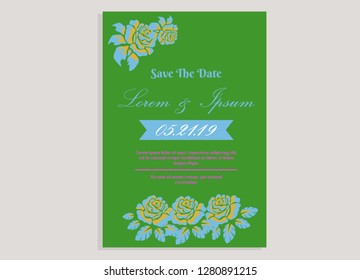 wedding invitation card flower frame ufo green