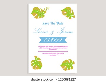 wedding invitation card flower frame ufo green