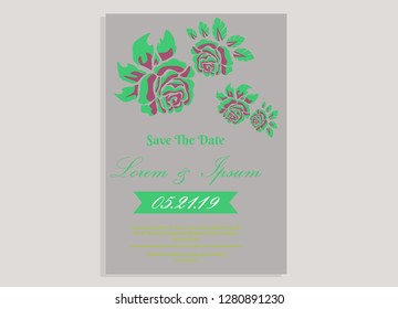 wedding invitation card flower frame ufo green