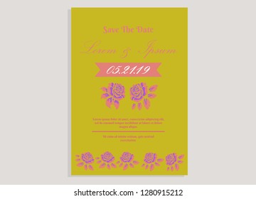 wedding invitation card flower frame proton purple