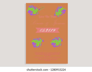 wedding invitation card flower frame proton purple