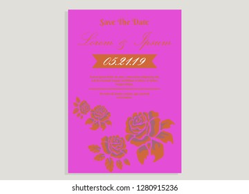 wedding invitation card flower frame proton purple
