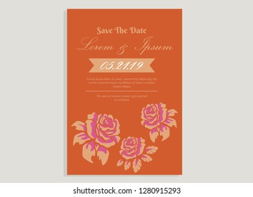 wedding invitation card flower frame proton purple