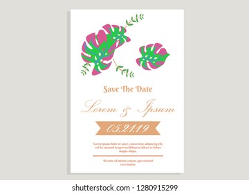 wedding invitation card flower frame proton purple