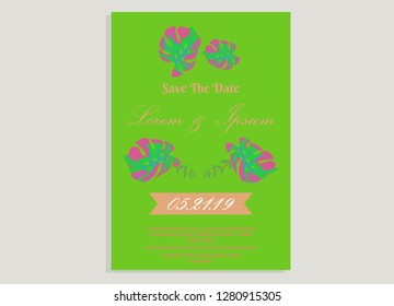 wedding invitation card flower frame proton purple