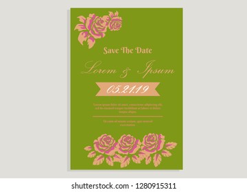 wedding invitation card flower frame proton purple