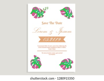 wedding invitation card flower frame proton purple