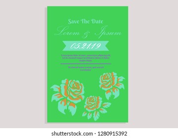 wedding invitation card flower frame proton purple