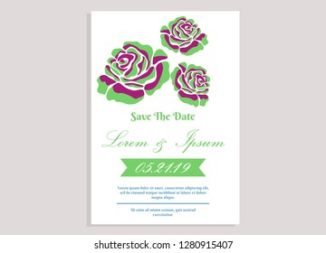 wedding invitation card flower frame proton purple