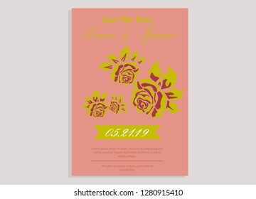 wedding invitation card flower frame proton purple
