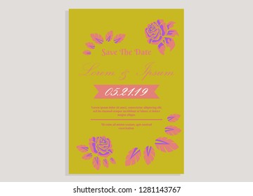 wedding invitation card flower frame proton purple