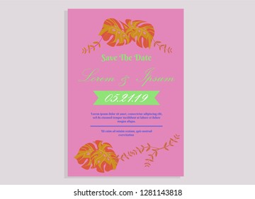 wedding invitation card flower frame proton purple