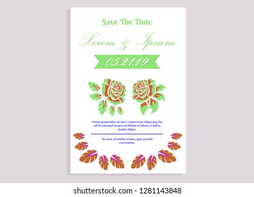 wedding invitation card flower frame proton purple