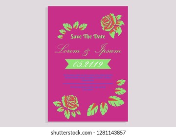 wedding invitation card flower frame proton purple