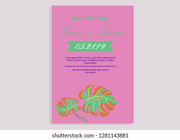 wedding invitation card flower frame proton purple