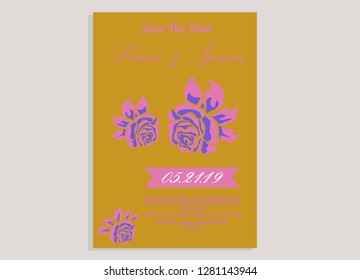 wedding invitation card flower frame proton purple