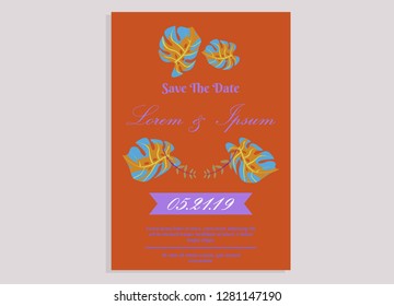 wedding invitation card flower frame plastic pink