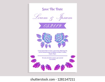 wedding invitation card flower frame plastic pink