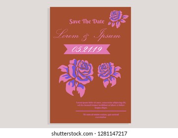 wedding invitation card flower frame plastic pink
