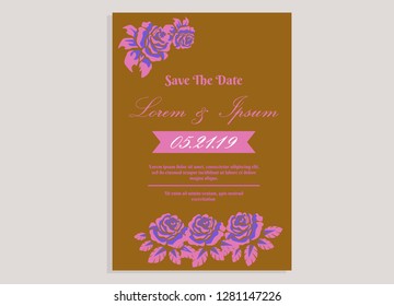 wedding invitation card flower frame plastic pink