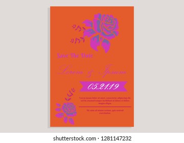 wedding invitation card flower frame plastic pink