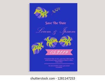 wedding invitation card flower frame plastic pink