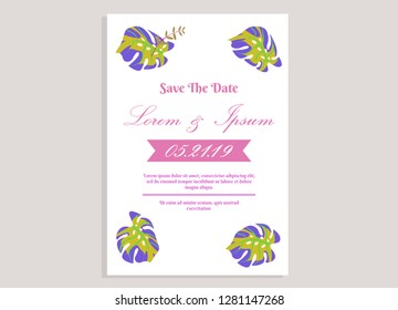 wedding invitation card flower frame plastic pink