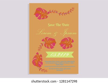 wedding invitation card flower frame plastic pink