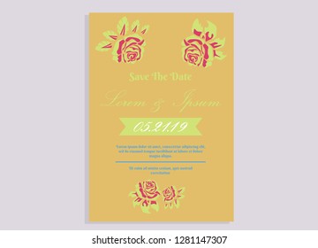 wedding invitation card flower frame plastic pink