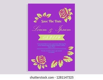 wedding invitation card flower frame plastic pink