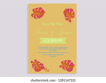 wedding invitation card flower frame plastic pink