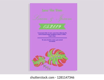 wedding invitation card flower frame plastic pink