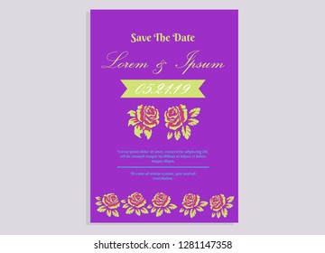 wedding invitation card flower frame plastic pink