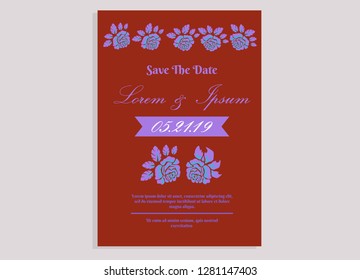 wedding invitation card flower frame plastic pink