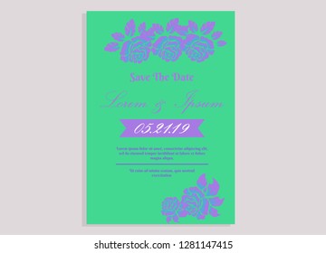 wedding invitation card flower frame plastic pink
