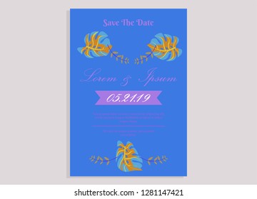 wedding invitation card flower frame plastic pink