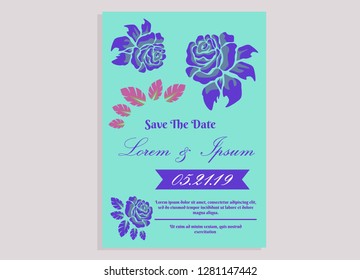 wedding invitation card flower frame plastic pink