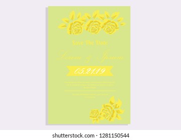 wedding invitation card flower frame ufo green