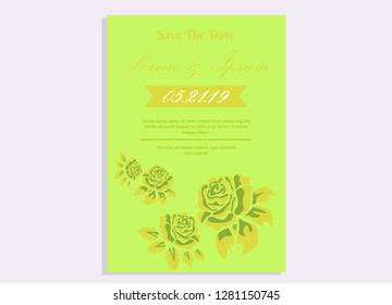 wedding invitation card flower frame ufo green