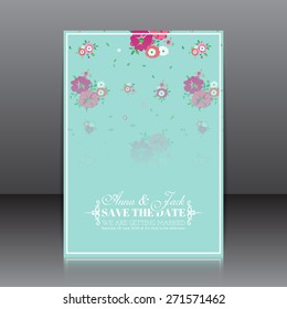 Wedding invitation card with flower pattern. The unusual Vector card with flower pattern.Poster template for your business.