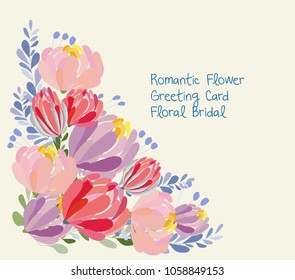 Wedding invitation card with flower. Romantic Peonies background